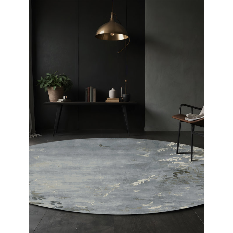 Silky Soft Plush Gray Area Rug, Round 6'