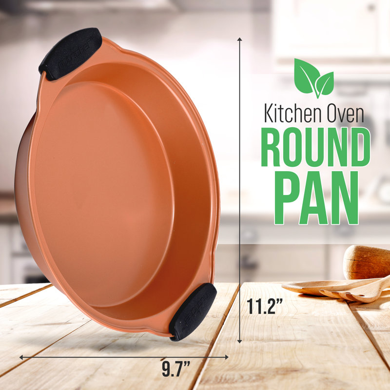 Plat de cuisson antiadhésif rond - Plat de cuisson antiadhésif en acier au carbone avec poignées en silicone bleu, compatible avec les modèles: NCSBS54S, NCSBS52S (cuivre)