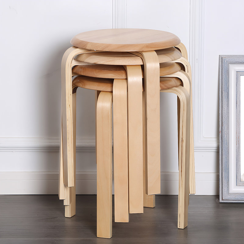 Natural Tone Mdf Stackable Backless Stools Set