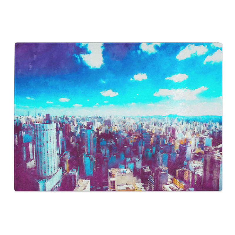 Tempered Glass Sao Paulo Brazil Skyline Chopping Board, 28.5 cm x 39 cm