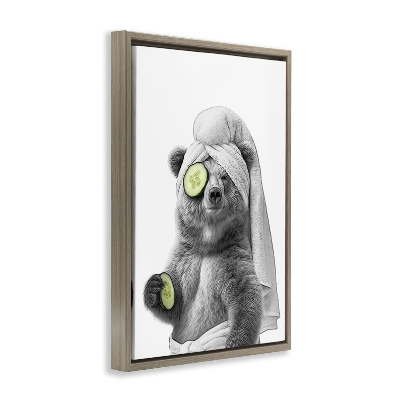 «Fun Bear Face Mask» par Annalisa Latella, Cadre flottant orme Montalcino, H 25 po x l 17 po
