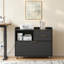 Classeur mobile moderne de 25 po, armoire de rangement de bureau cannelée noire avec station de charge intégrée, compartiment ouvert et plusieurs tiroirs silencieux, roulettes universelles verrouillables et poignées en métal de qualité supérieure pour l'organisation de la maison et du bureau-133526283