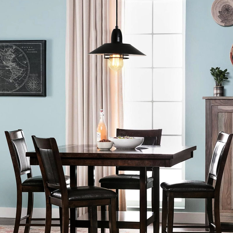 Luminaire suspendu - Métal noir mat pour îlot de cuisine, salle à manger, chambre à coucher, salon, source de lumière E26 à intensité variable avec lampe à hauteur réglable