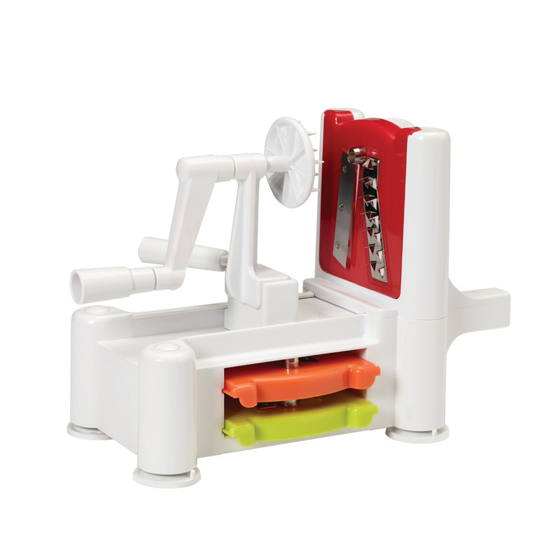 White Plastic Spiral Vegetable Slicer with Three Blades