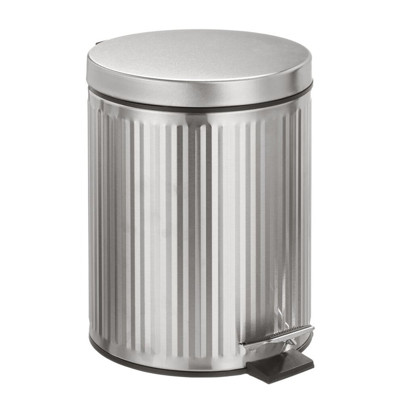 Poubelle cannelée ronde en métal 5L, Brossé
