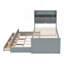 Lit simple en bois avec tête de lit avec prises de courant, lit extensible avec lit gigogne simple avec trois tiroirs de rangement, gris-145534599-145534596