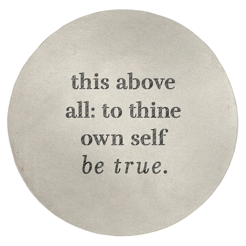 Tapis en poly-chenille à citation inspiration de shakespeare, Rond 5 pi