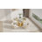 47.2" Round Glass Dining Table Set, Modern Tempered Glass Kitchen Table with 6 Velvet Upholstered Chairs-1546459981