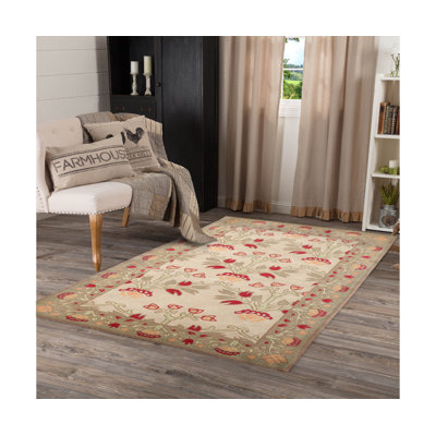 Tapis oriental en laine touffeté à la main de 2 pi 4 po x 8 pi Alcott Hill® beige, couleur menthe