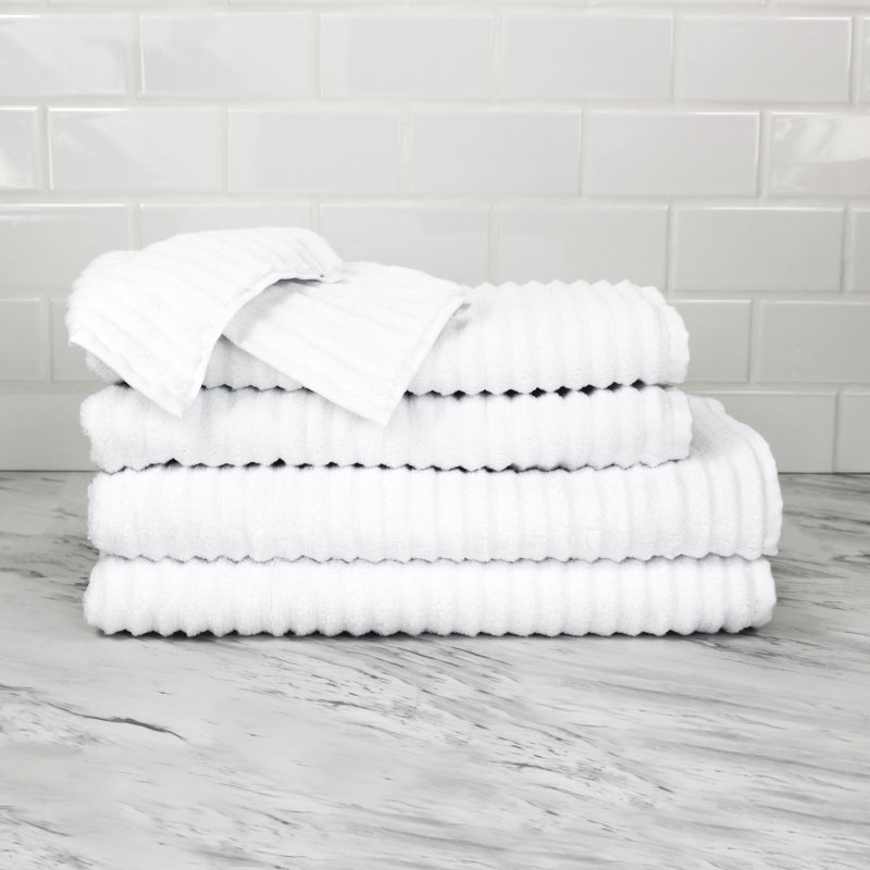 Glines 100% Cotton Plush Ribbed Mulit-Size Set, White