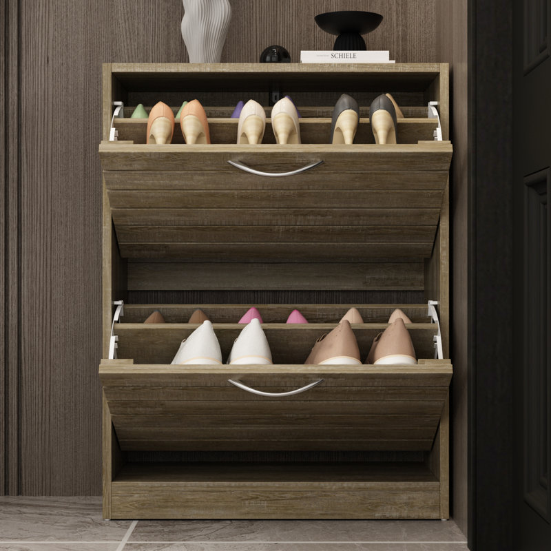 29.5'' H X 22.4"W 12 Pairs Shoe Storage, Brown