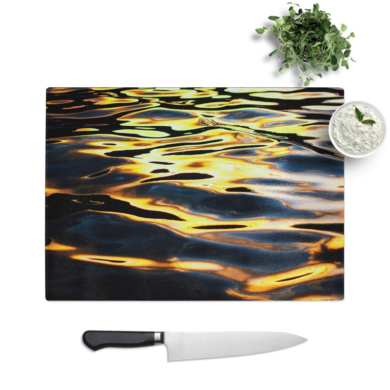 Tempered Glass Sunlight on the Waters Chopping Board, 39 cm W x 28.5 cm L