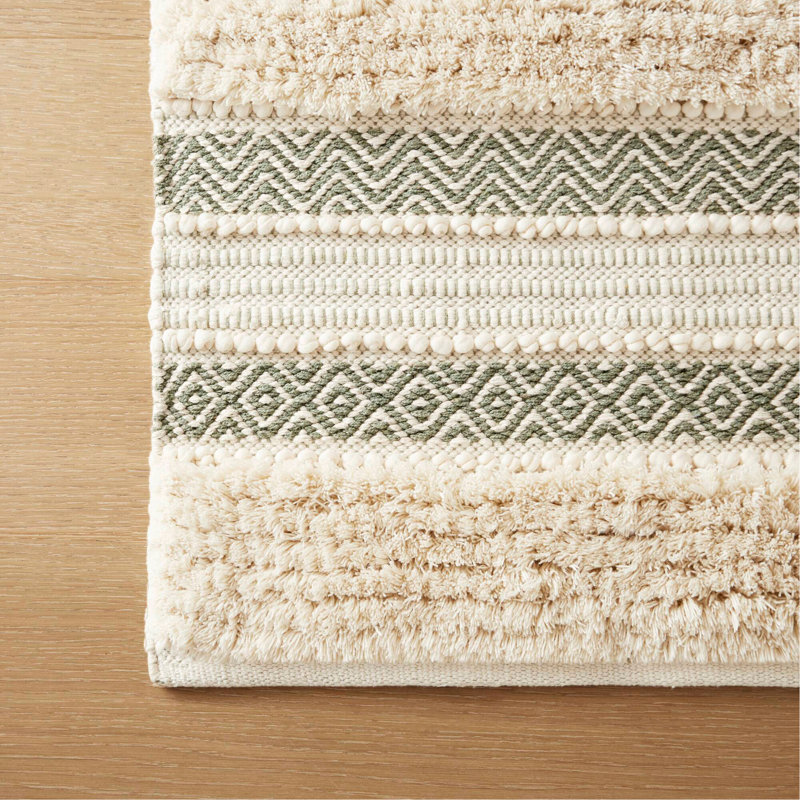 1-Piece 20X32" Bath Rug,Sage Green, Beige/Green