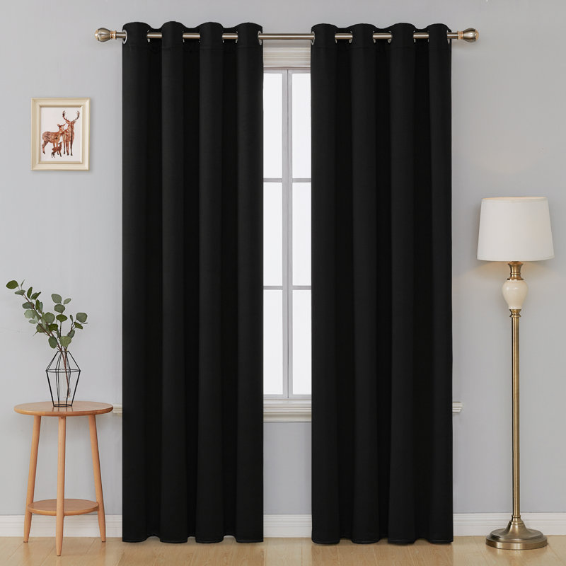 Cabrera Blackout Curtain Pair, Black, Width 140 x Drop 229 cm