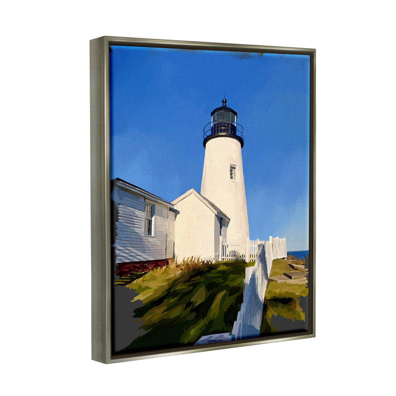 Art mural sur toile flottant encadré "Phare sur la plage" par Emily Kalina, H 21 po x l 17 po x P 1,7 po