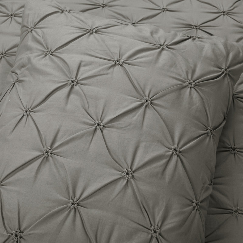 Ravello Microfiber Comforter Set, Gray, Queen Comforter+2 Standard Shams+2 Throw Pillows