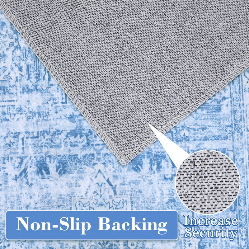 Alayzah Washable Damask Indoor Rug, Rectangle 5' x 7'