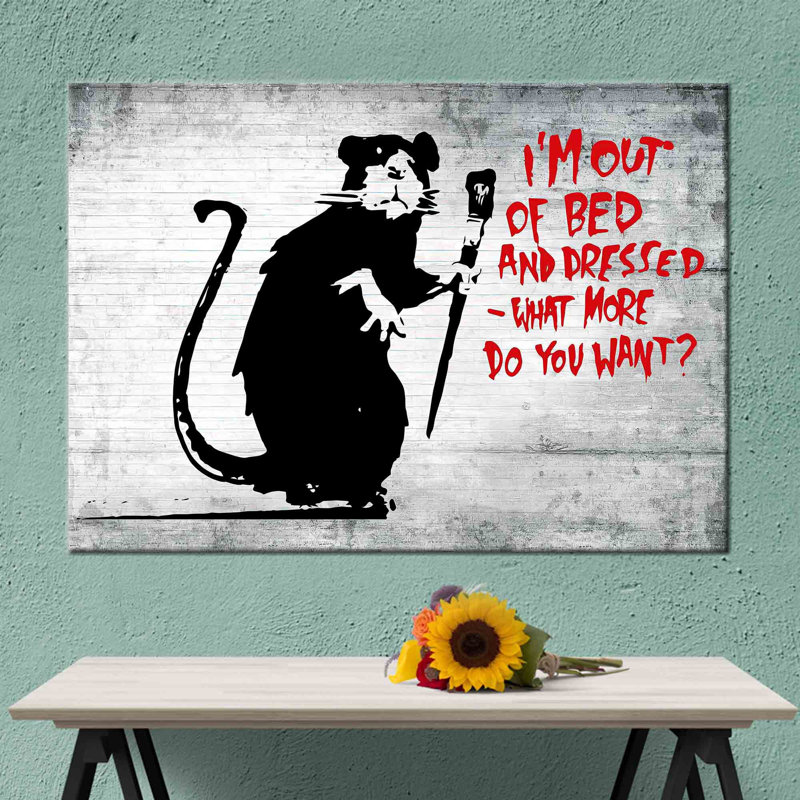 Street art inspiré du lit, conception de graffiti sur toile abstraite de souris pour décoration murale contemporaine