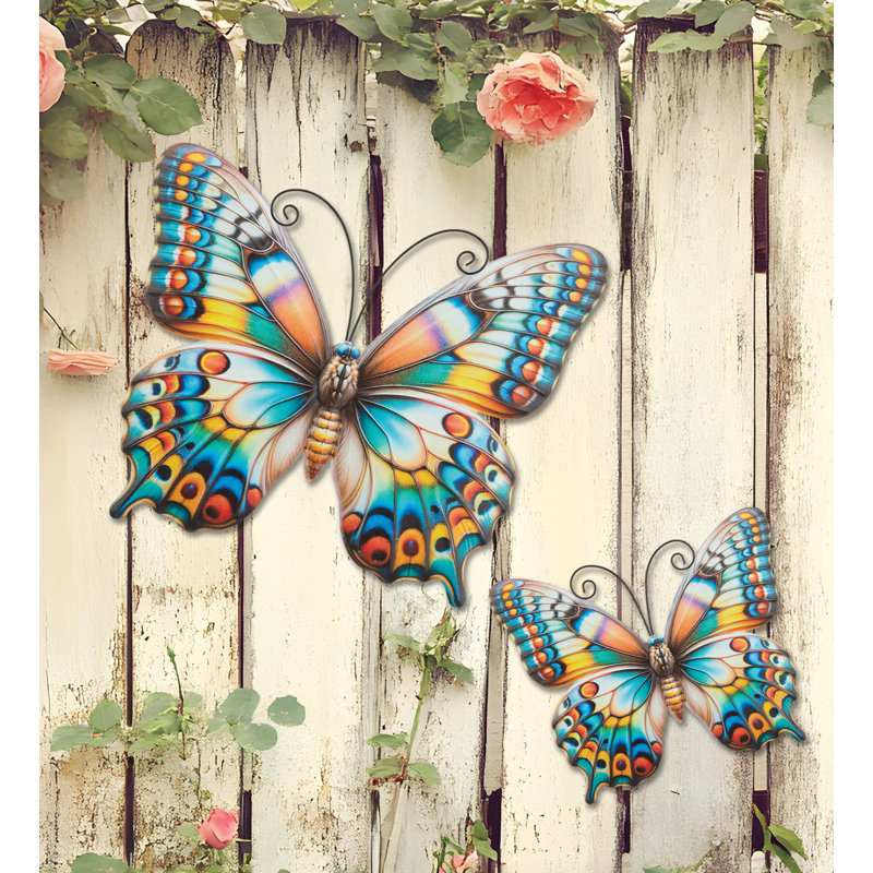 Décoration murale papillon en verre et métal 20 po Garden Vibe, Multi, Grand