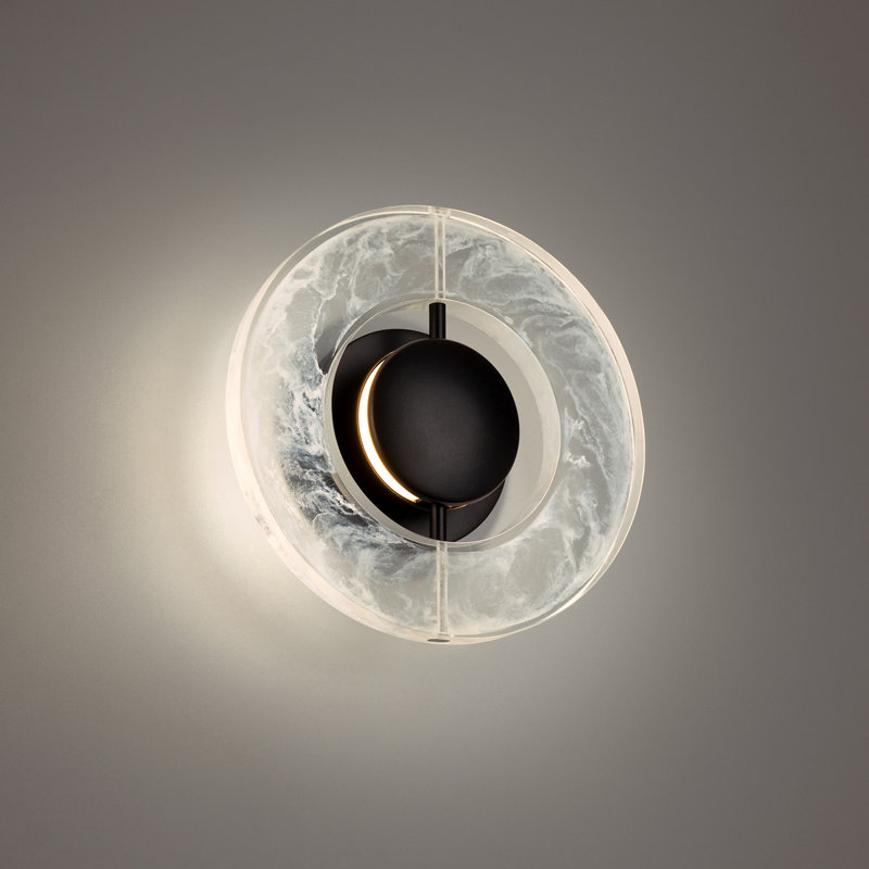 Cymbal Aluminum LED Flush Mounted Sconce, Black
