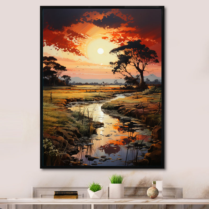 Vietnam River Delta Sunset IV sur toile, H 20 po x l 12 po x P 1 po, Cadre flottant noir