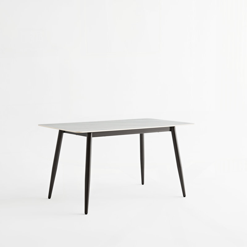 Large Rectangular Table with Strong Metal Base Modern Stone Dining Table For Kitchen 1.6m