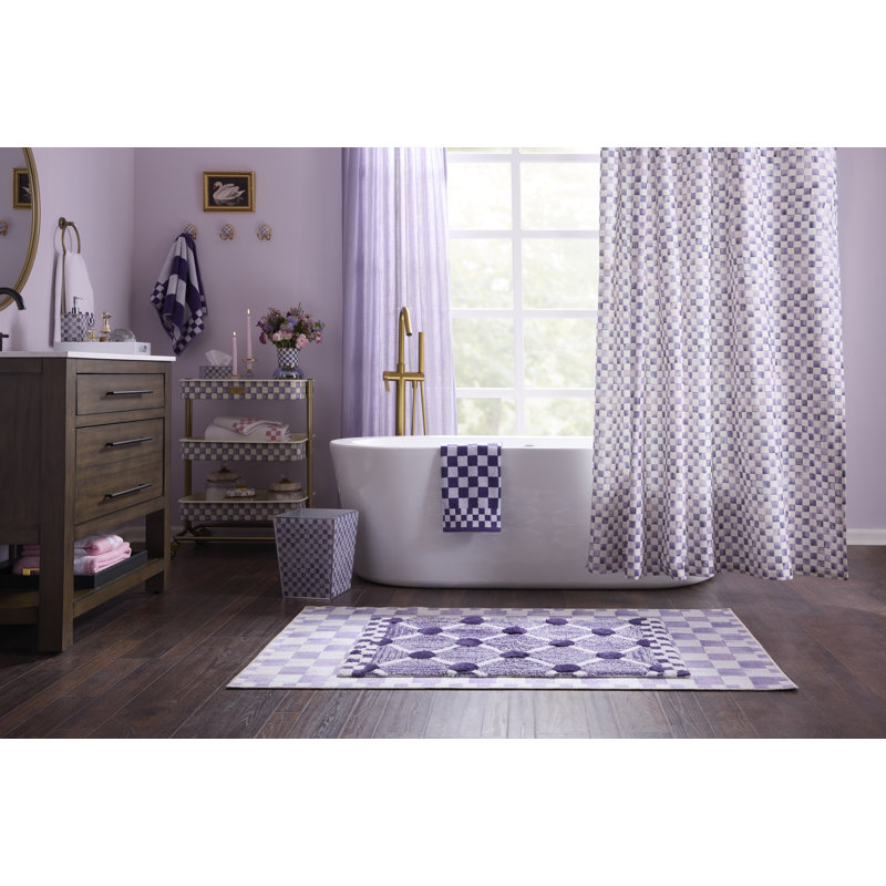 Violet Check Glass Waste Bin
