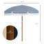 Parasol d'extérieur 7 x 7 pi avec inclinaison et évent - Auvent à rayures bleues à franges pour auvent ombragé, 7 parasols de patio