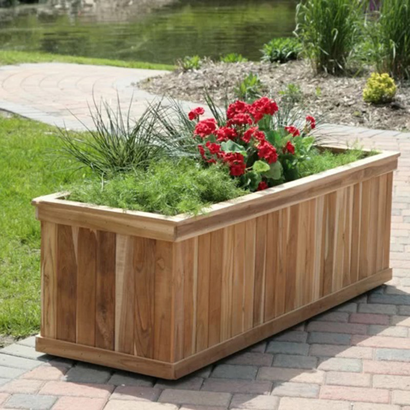 Hudson Handmade Wood Planter Box, 16" H x 37" W x 17" D