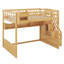 Grand lit mezzanine en bois avec escalier et garde-robe, lit superposé multifonctionnel avec tablettes de rangement et espace sous le lit-1664783983