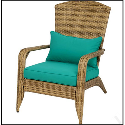 Tall Curved Backrest Adirondack Chair With Rattan Wicker And Soft Cushions For Patio Comfort