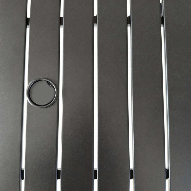 Table de patio en acier durable, conception à lattes moderne, idéale pour l'extérieur