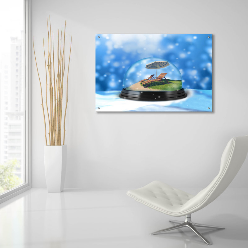 Art mural en verre épique «Snow Globe» par John Hovenstine, 36 po x 24 po, H 24 po x l 36 po