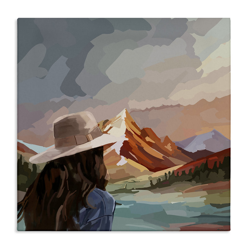 «Vibrant Mountain View with Girl», art mural par Amelia Noyes, 17" H x 17" W