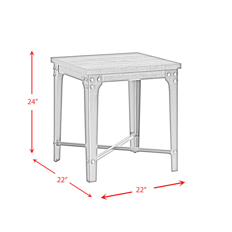 Cera Dark Walnut Square End Table with USB Ports