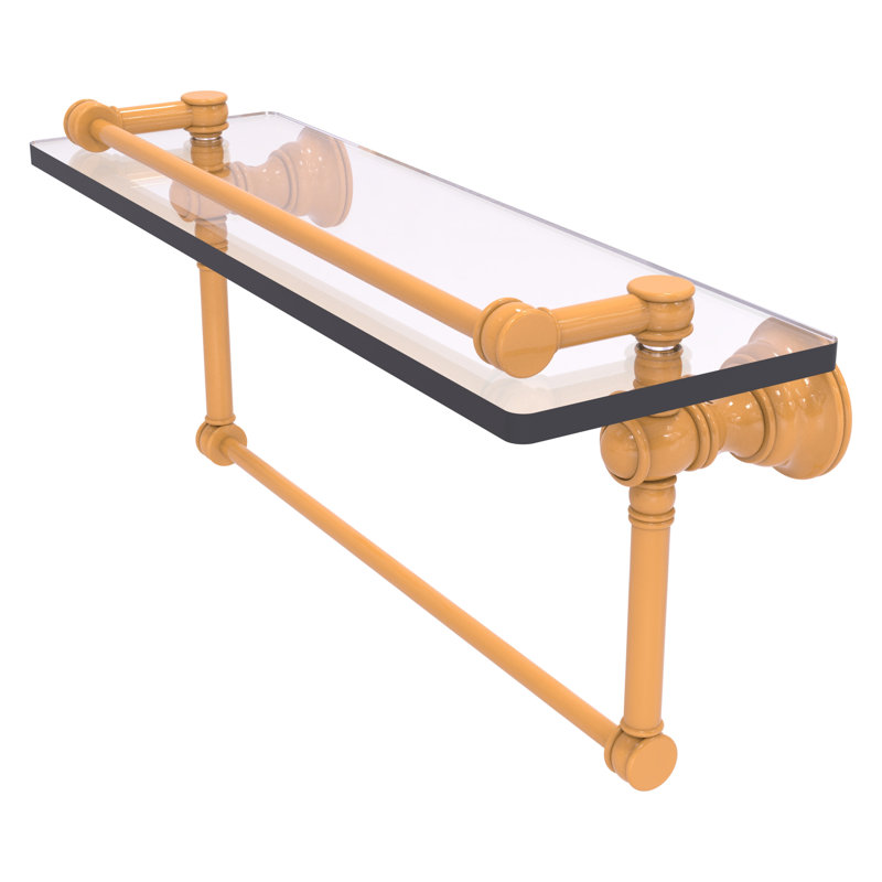 Freyja Glass with Towel Bar, 5.54" H x 16" W x 7.4" D, Golden Yellow