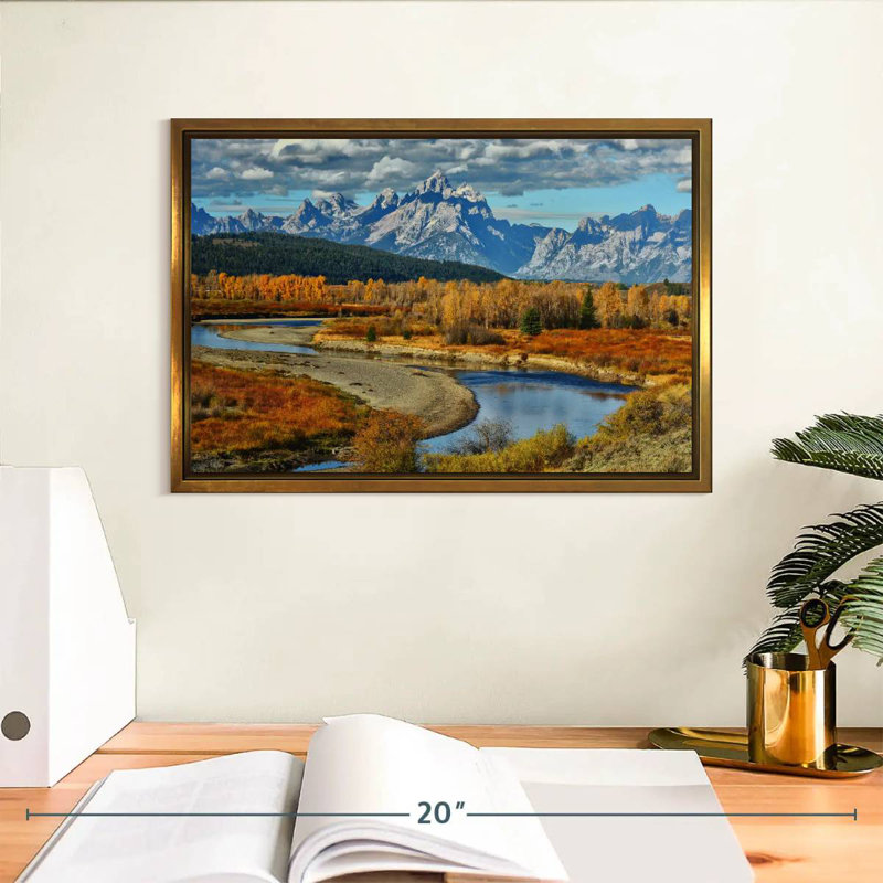Rivière Teton Mountains, Cadre flottant doré, 13 po x 9 po