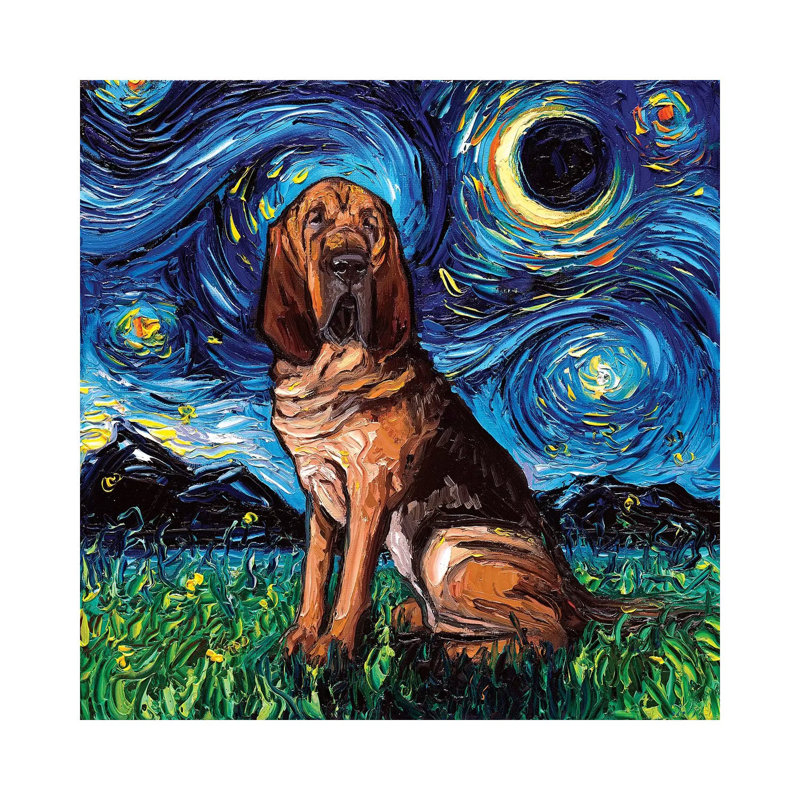 Reproduction d’art « Bloodhound Night » par aja Trèves, H 26 po x l 26 po x P 1,5 po, Toile tendue, Pas de tapis