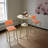 Bar table and chairs three piece set, gold frame, sponge made seat cushions and backrests, bar table with storage function (gold+cushion)-1780466143