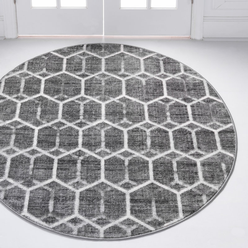 Jabrayah Geometric Indoor Rug, Round 5'1"