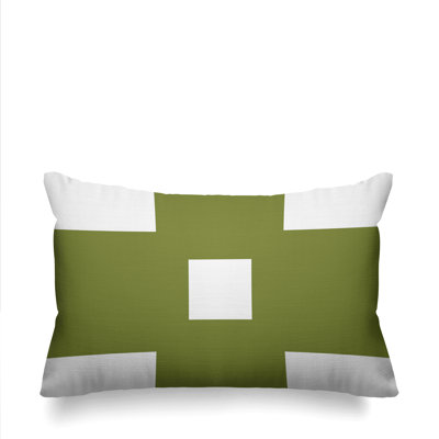 Luella Geometric Indoor/Outdoor Lumber Pillow -  ULLI HOME, Webster_Lumbar_OliveGreen_20x14
