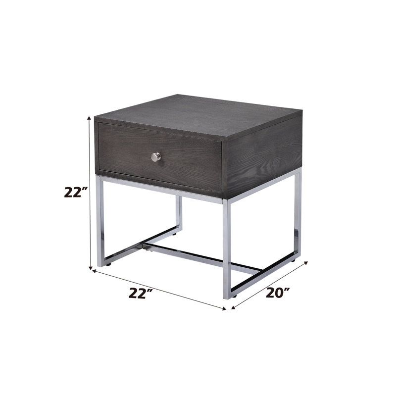 Table de bout en chêne gris avec rangement rectangulaire