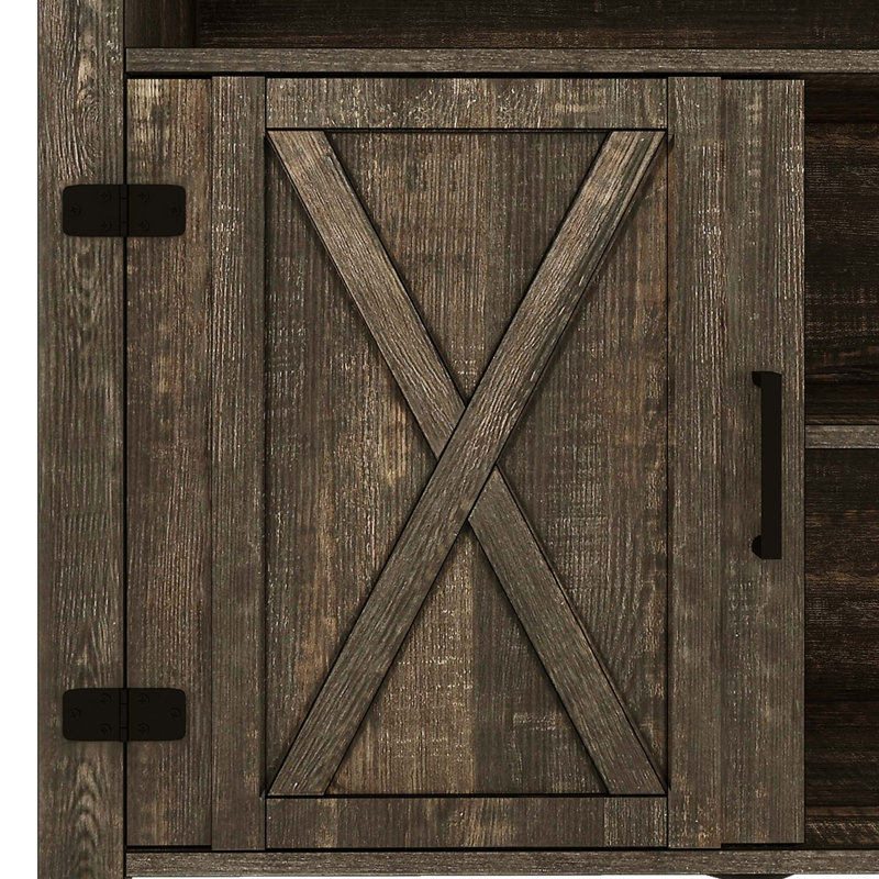 Riddick 59'' Farm House TV Stand with 2 Cabinets and Sound Bar for TVs up to 65", Vintage Brown