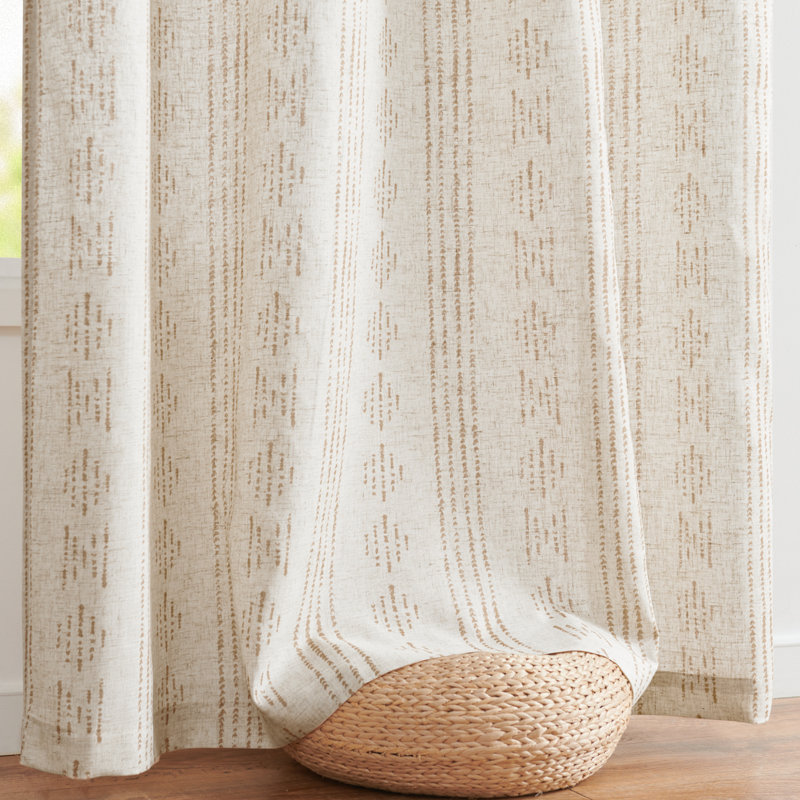 Linen Blend Semi-Sheer Rod Pocket Curtain Pair, Taupe on Flax, 52" W x 90" L