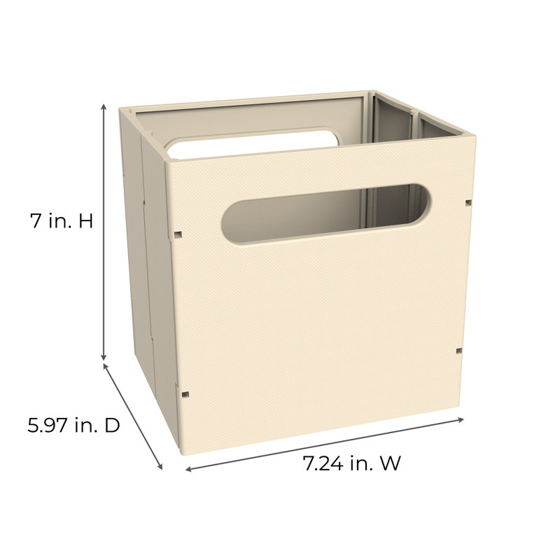 Collapsible Mini-Storage Bin with Two Handles, Beige