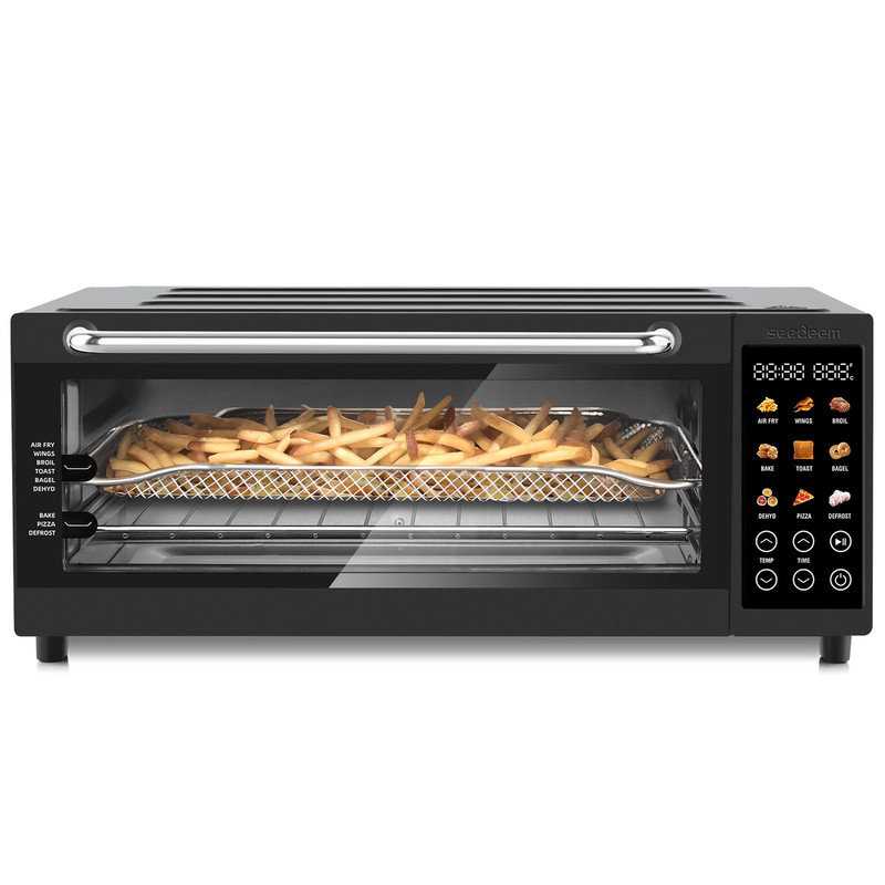 16QT Air Fryer Oven,9-in-1 Multi-Function Countertop Oven with Broil,Pizza,Dehydrator & Convection Baking, Black