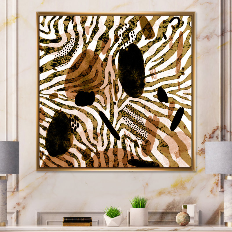 Impression sur toile, motif africain, H 16 po x l 16 po x P 1 po, Toile avec cadre flottant or