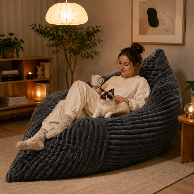 Bean Bag Chair, Dark Gray