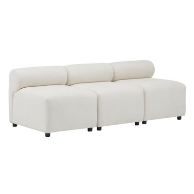 3 Seater Armless Modular Sectional, 78 In Depth, Beige Fabric Main Color, Solid Wood Frame For Stability, Oversized Sinuous Springs, High Resilience Foam, Wide Seat Cushion, Flexible Combination