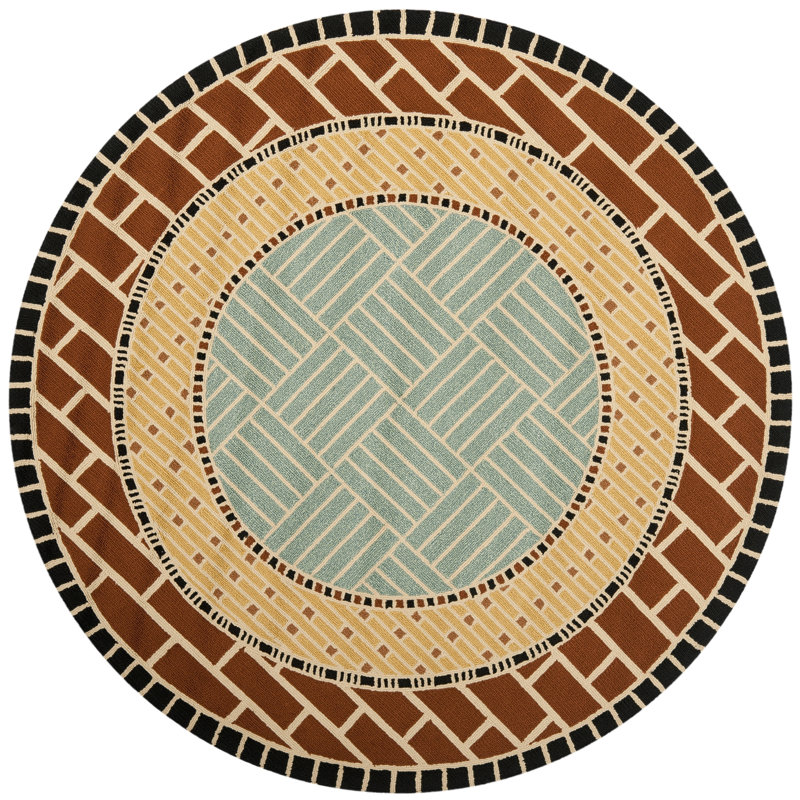 Bowden Hand Hooked Performance Geometric Rug, Round 4'